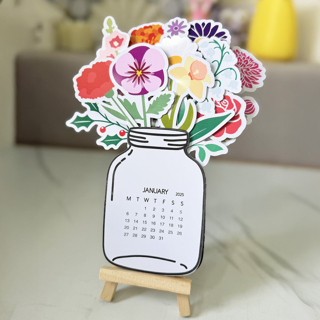 Floral Theme 2026 Desk Calendar With Stand