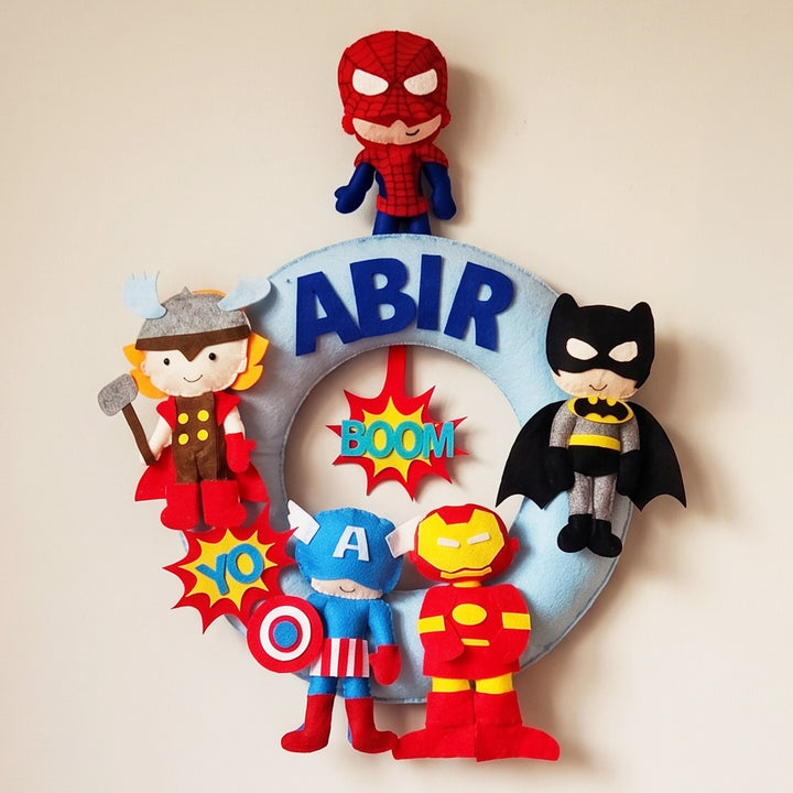 Personalised Superhero Felt Kids Name Plate