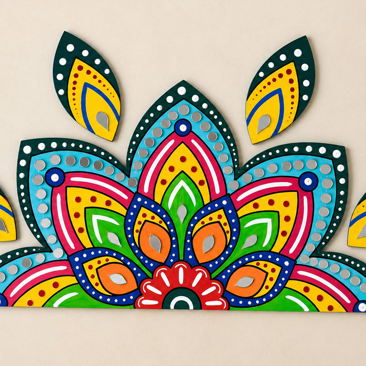 Hand-Painted Peacock Lotus Decorative Rangoli For Festive Decor