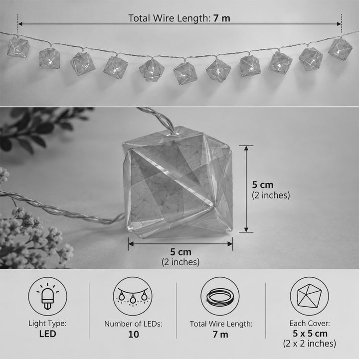 Handmade Tea Dyed Origami Crochet Paper LED Fairy Light For Festive Decor
