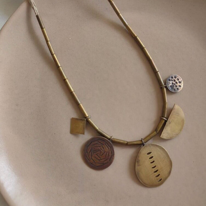 Handmade Minimal Geometric Design Brass Necklace
