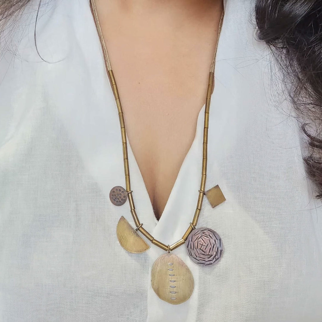 Handmade Minimal Geometric Design Brass Necklace