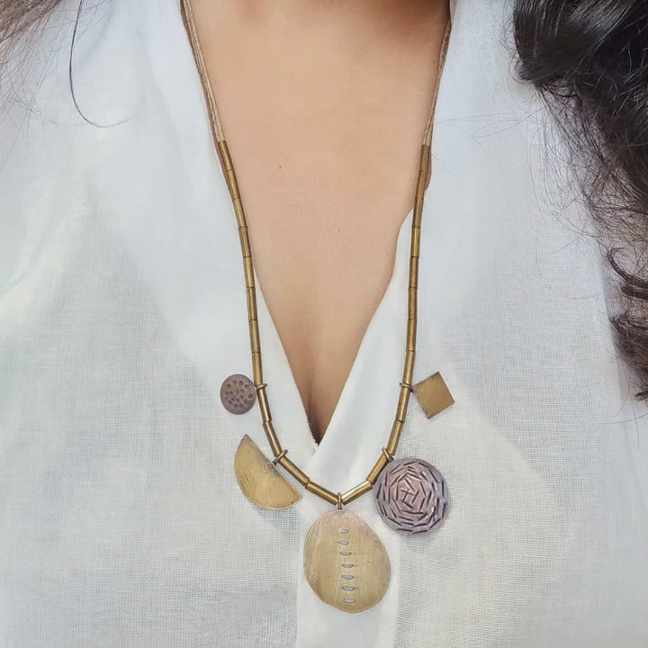 Handmade Minimal Geometric Design Brass Necklace