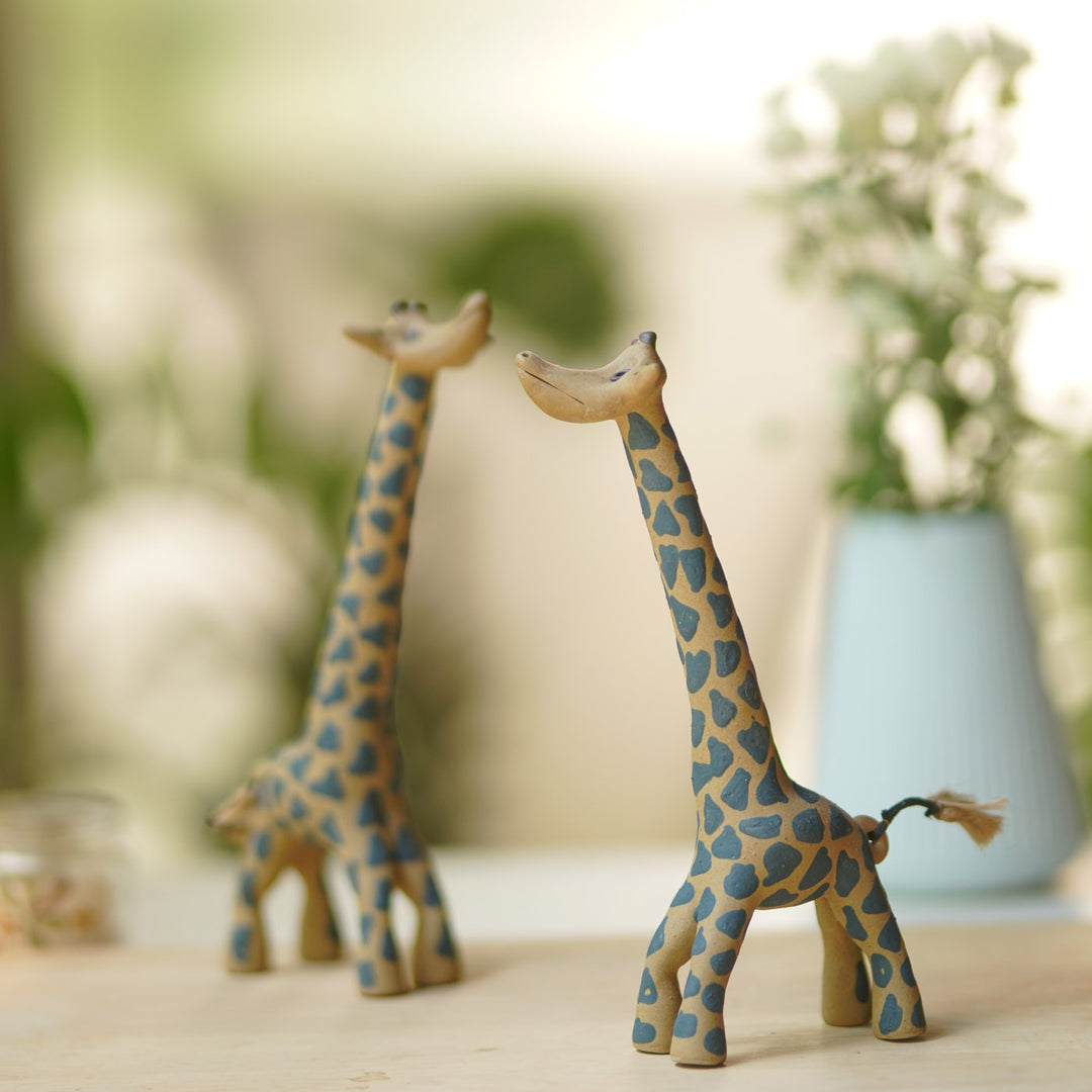 Handmade Nerikomi Ceramic Giraffe Figurine