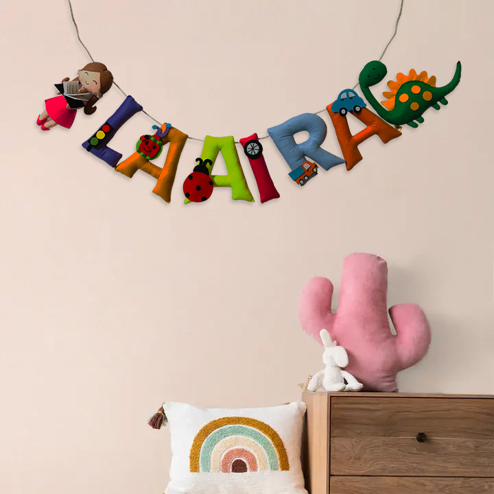Handcrafted Personalized Dinosaur Themed Bunting For Girls
