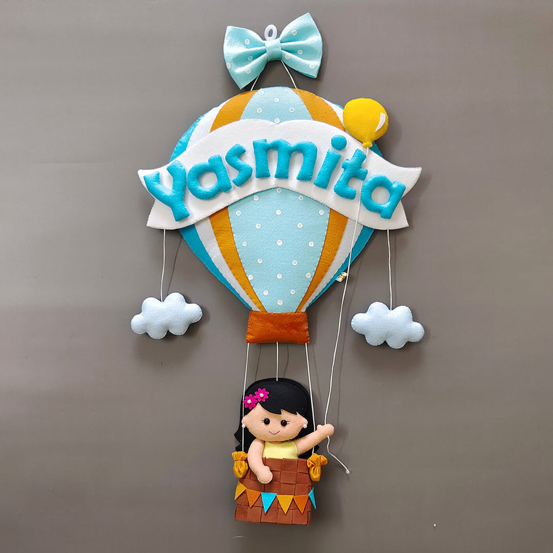 Hand-stitched Hot Air Balloon Felt Kids Nameplate