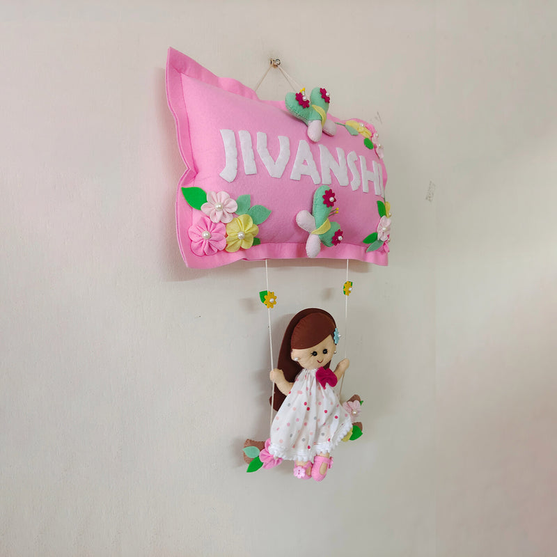 Hand-stitched Felt Nameplate with Swing