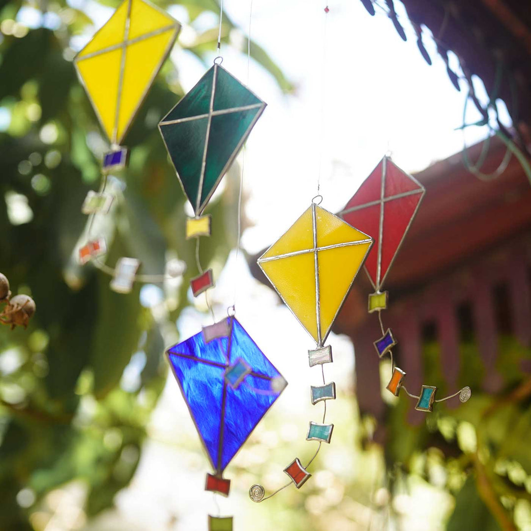 Handcrafted Stained Glass Hanging Suncatcher Kite