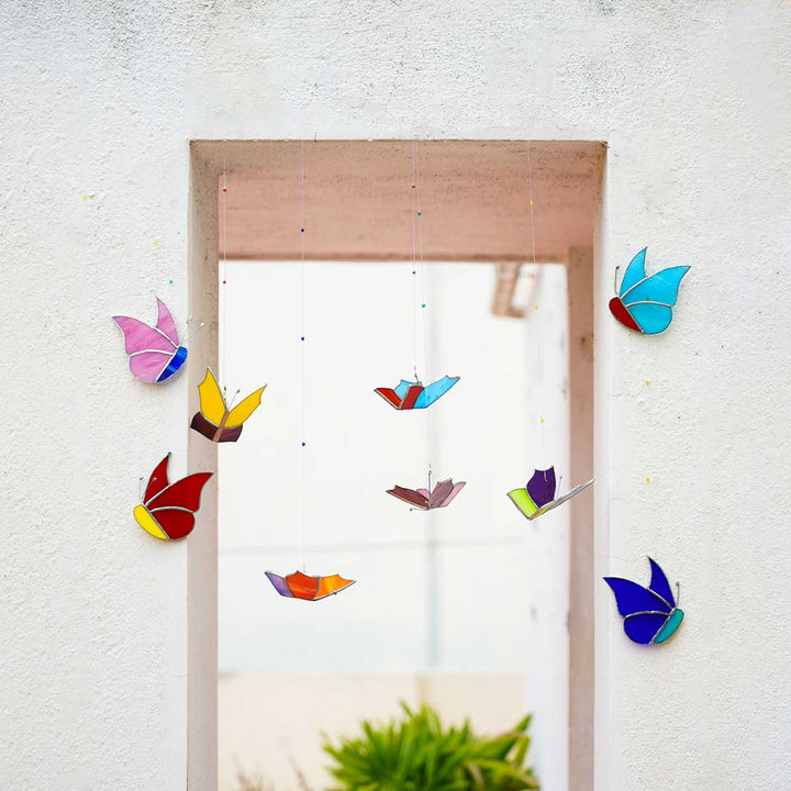 Handcrafted Stained Glass Hanging Suncatcher Butterfly - Zwende