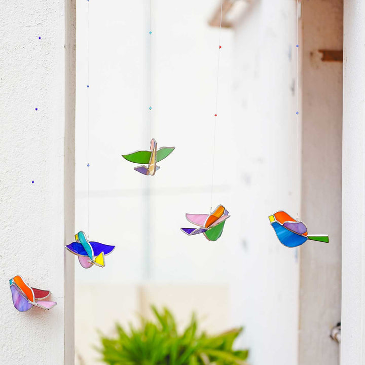 Handcrafted Stained Glass Hanging Suncatcher Small Bird