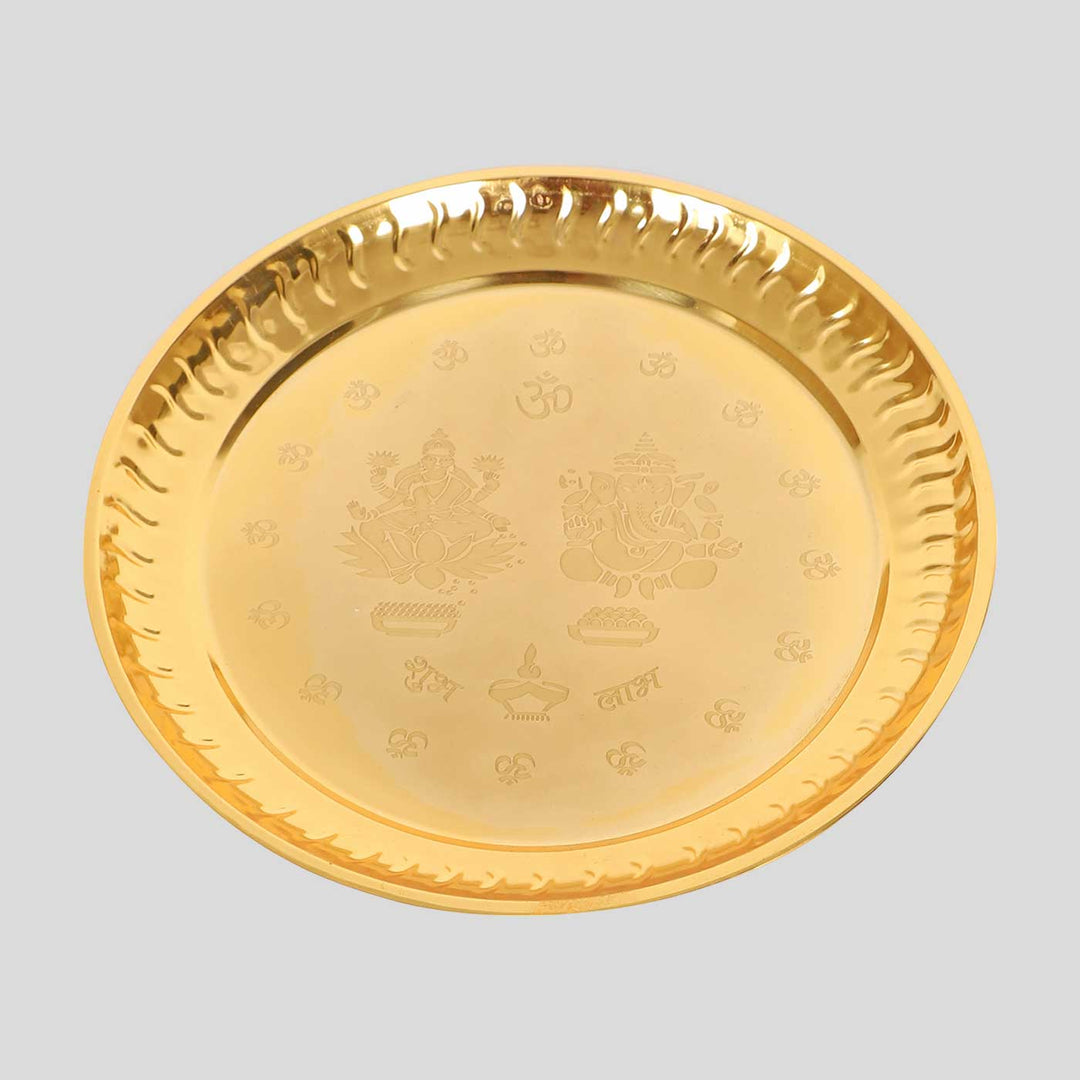 Buy Handmade Gold Puja Thali Set of Online On Zwende