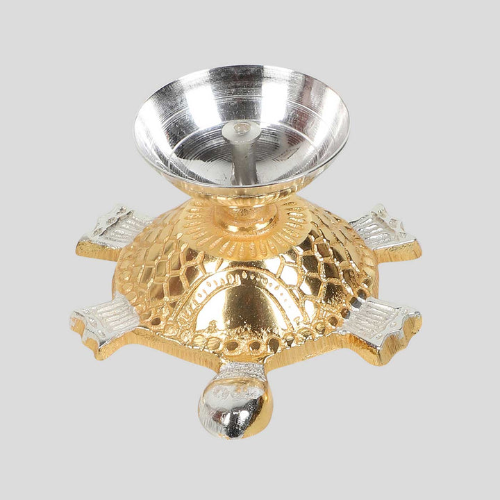 Handmade Gold Tortoise Akhand Oil Lamp / Diya