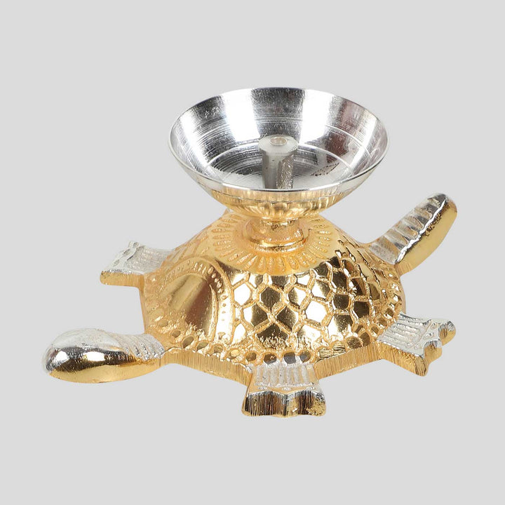 Handmade Gold Tortoise Akhand Oil Lamp / Diya