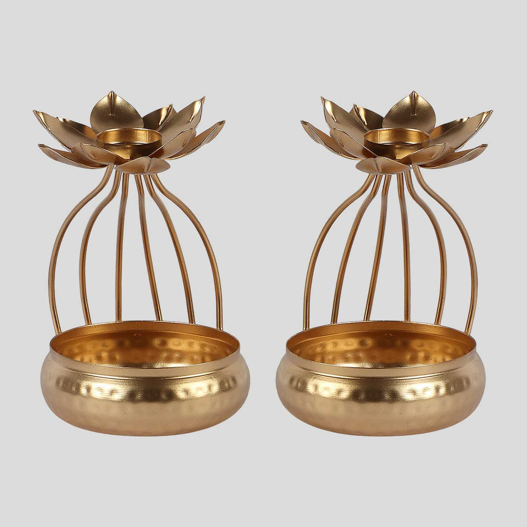 Handmade Gold Bowl with Flower Urli | Set of 2