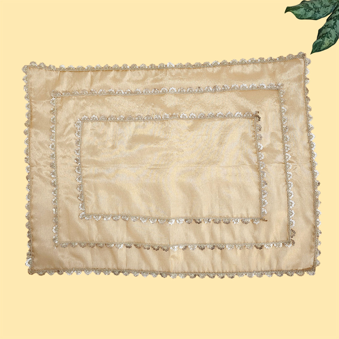 Handmade Tissue Fabric Tray Cover With Scallop Detail For Festive Decor