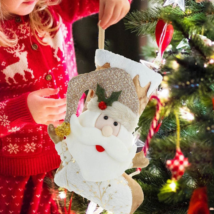 Personalized Handmade Golden Glow Santa Stocking