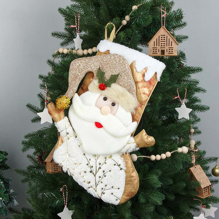 Personalized Handmade Golden Glow Santa Stocking