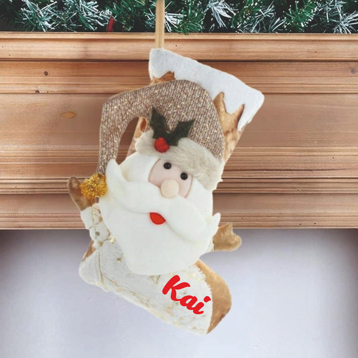 Personalized Handmade Golden Glow Santa Stocking