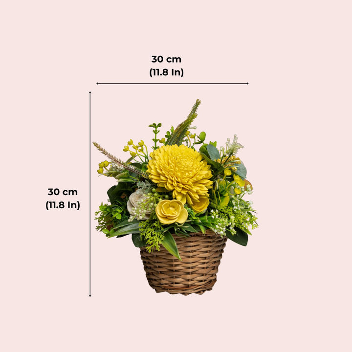 Solawood Floral Arrangement Willow Basket