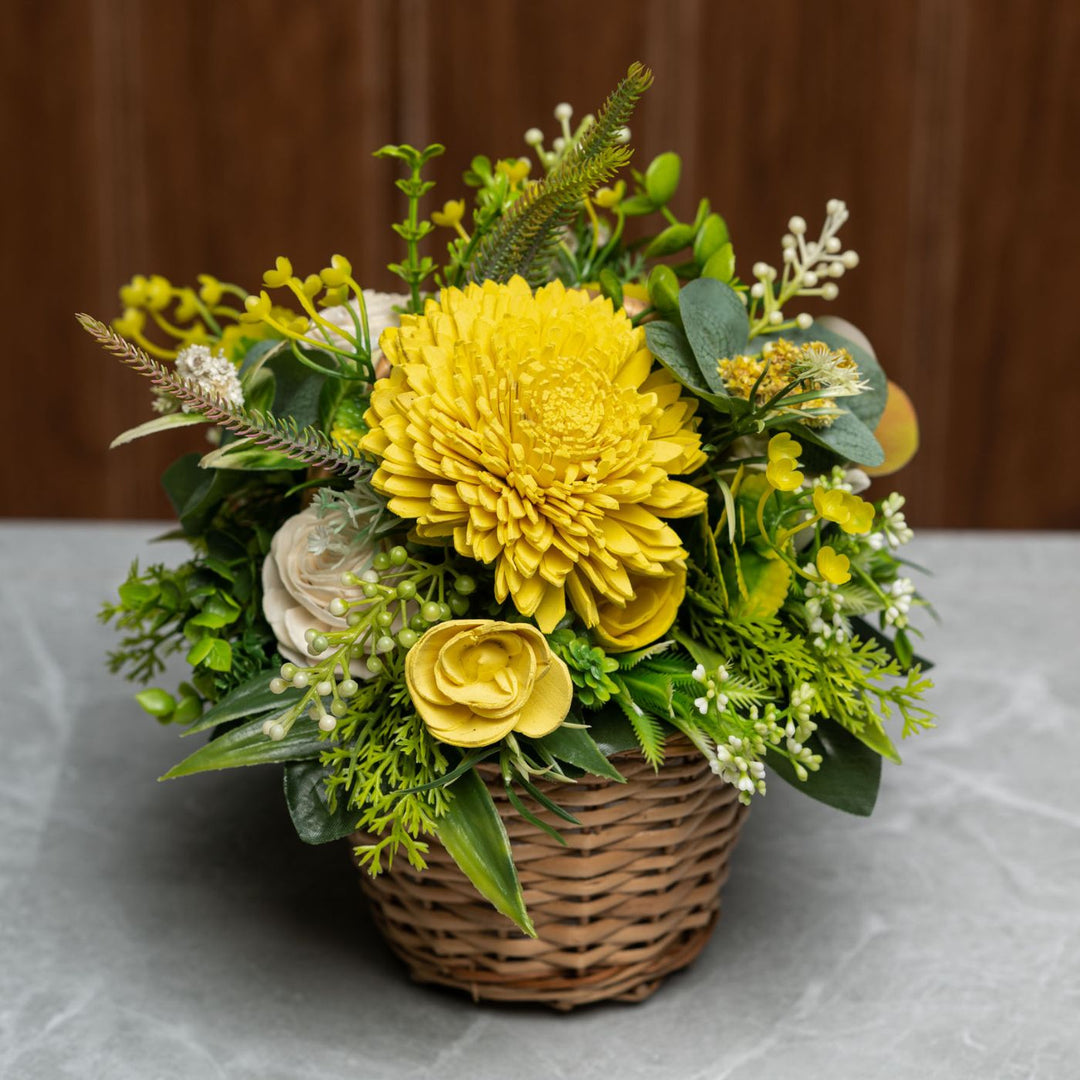 Solawood Floral Arrangement Willow Basket