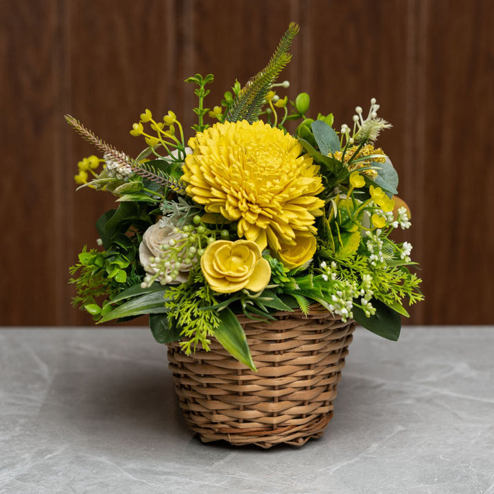 Solawood Floral Arrangement Willow Basket