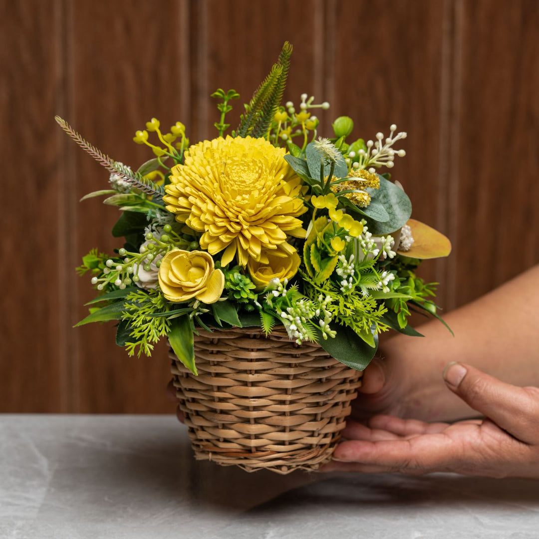 Solawood Floral Arrangement Willow Basket