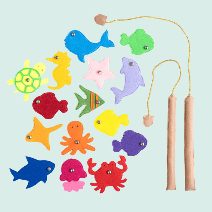 Kid's Felt Fishing Kit with Magnetic Ocean Creatures