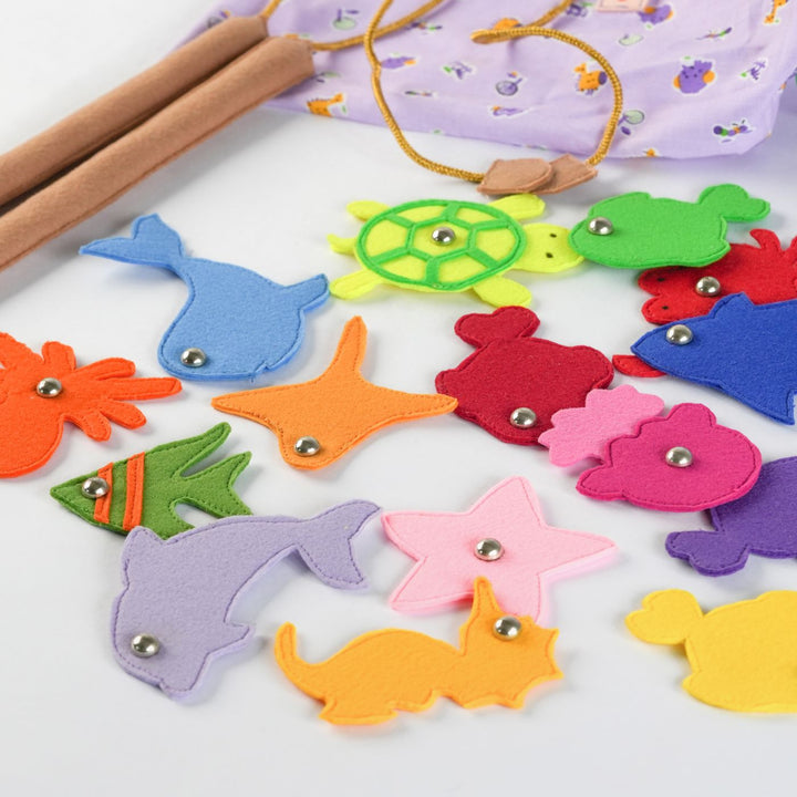 Kid's Felt Fishing Kit with Magnetic Ocean Creatures