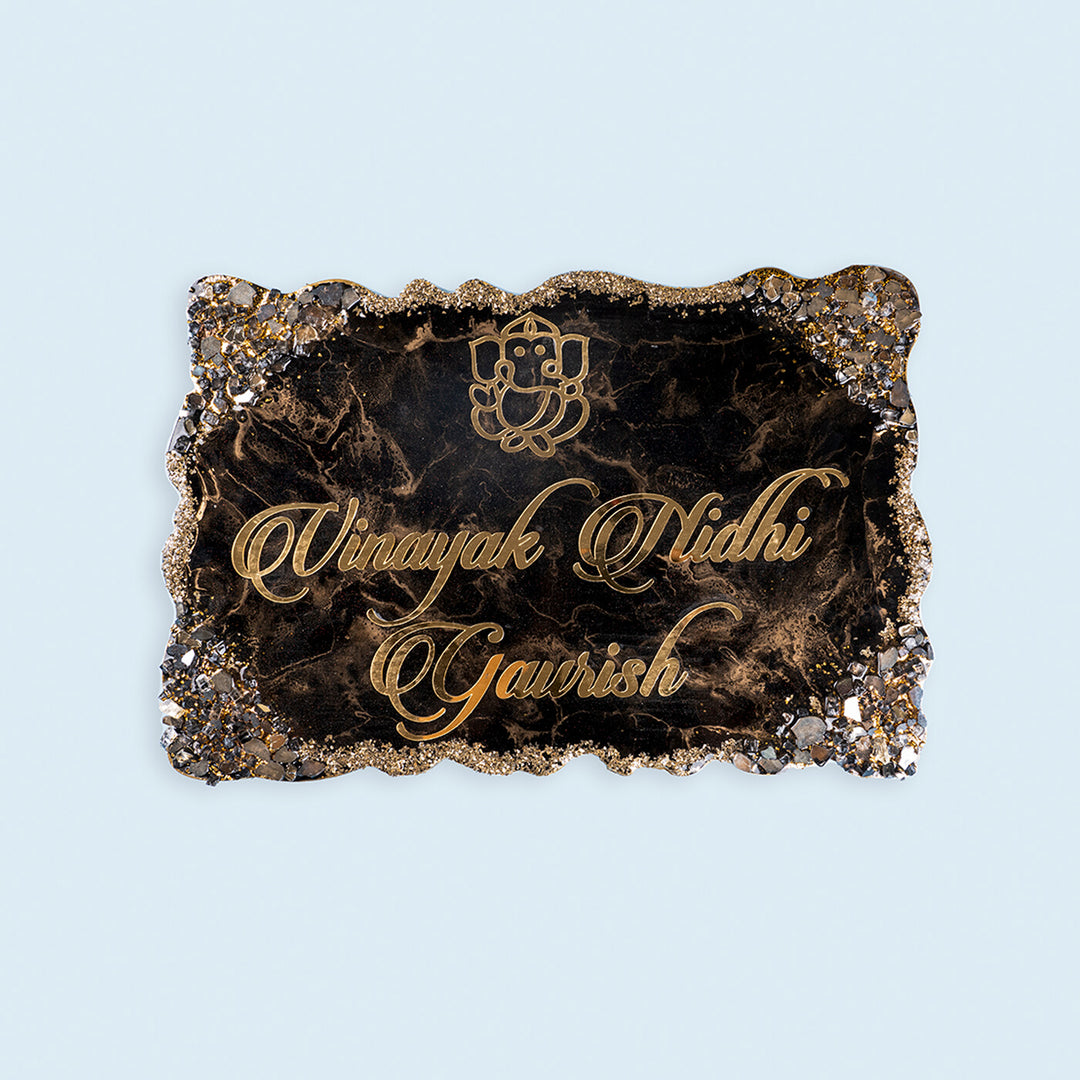 Handcrafted Resin Black & Gold Nameplate