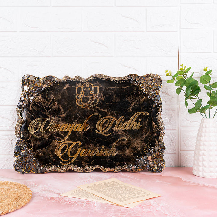 Handcrafted Resin Black & Gold Nameplate