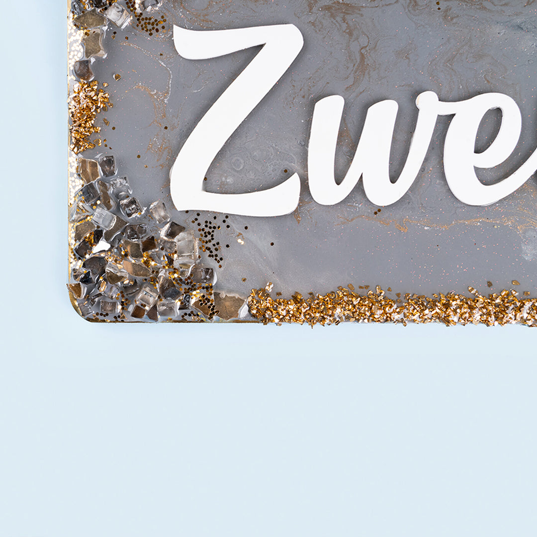 Handcrafted Resin Grey Nameplate