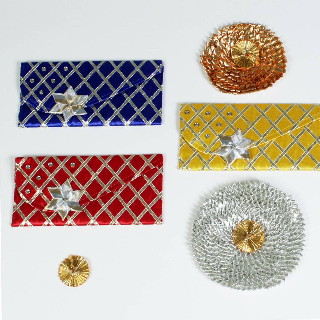 Handmade Gota Patti Flower Silk Envelopes