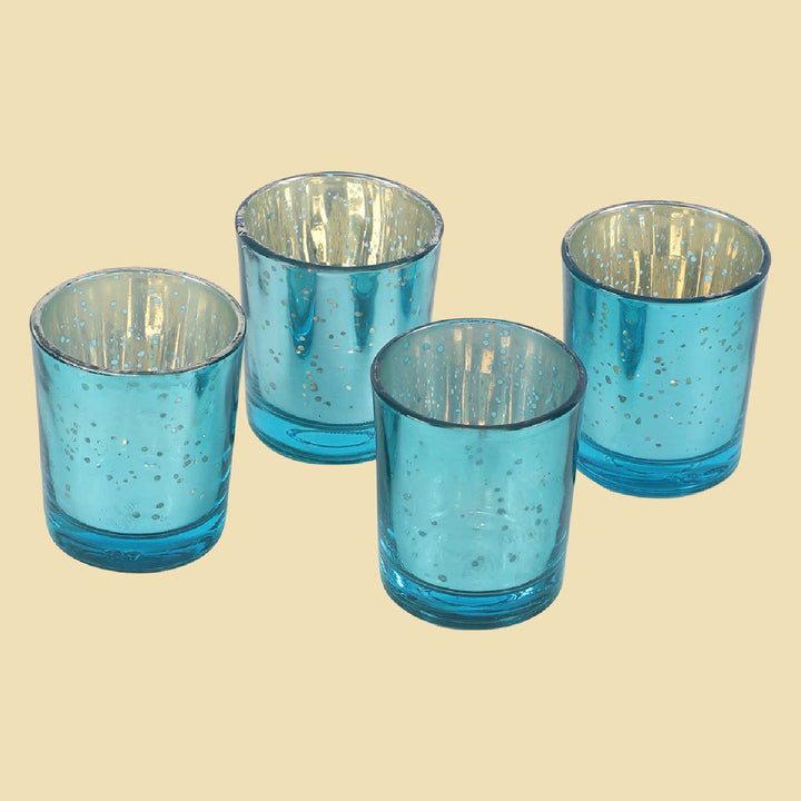 Handmade Green Votive Glass Tealight Holder | Set of 4