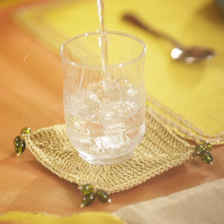 Handmade Crochet Green Coaster | Set Of 6