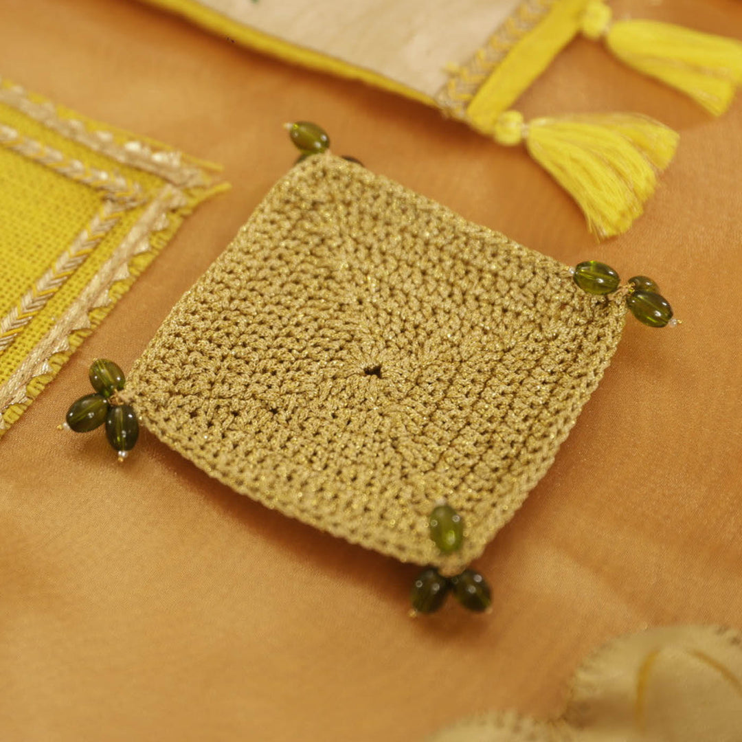 Handmade Crochet Green Coaster | Set Of 6