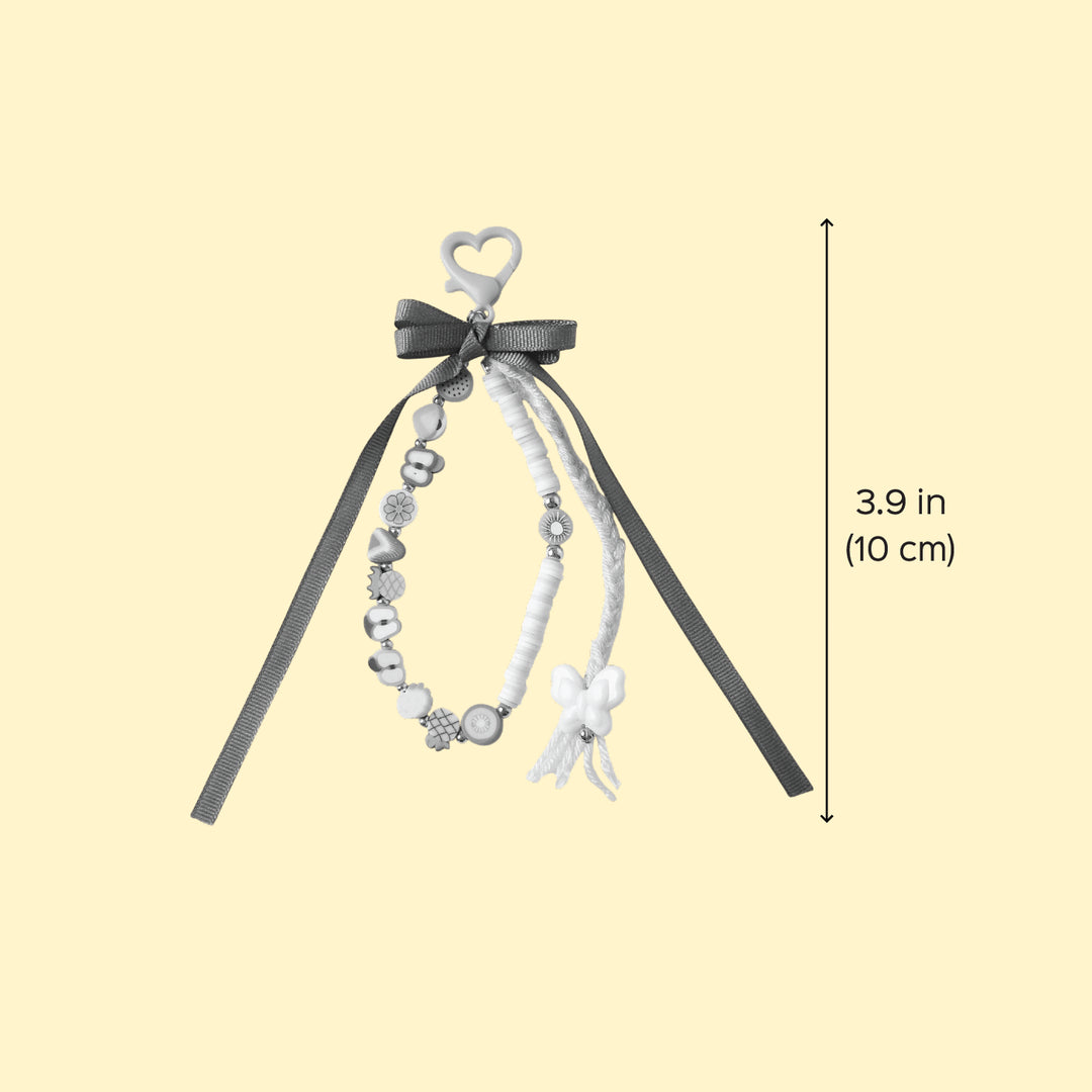 Green Fimo Beads & Ribbon Bow Bag Charm For Kids
