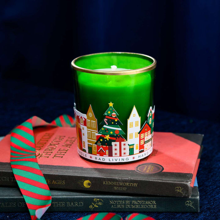 Handmade Green Merry Town Soy Wax Candles | Secret Santa Gift Ideas