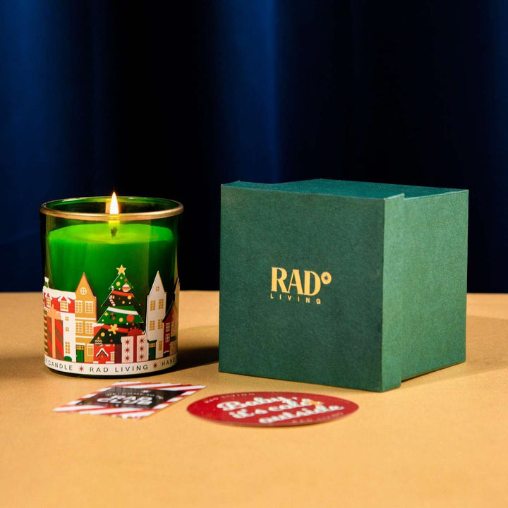 Handmade Green Merry Town Soy Wax Candles | Secret Santa Gift Ideas