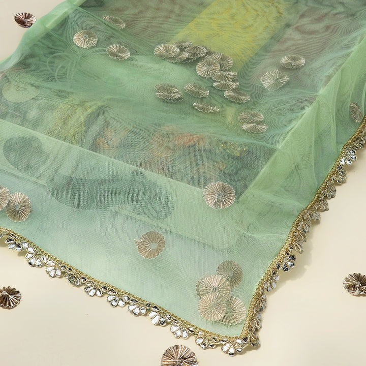 Gota Work Sheer Net Thali/Tray Cover For Festive Decor