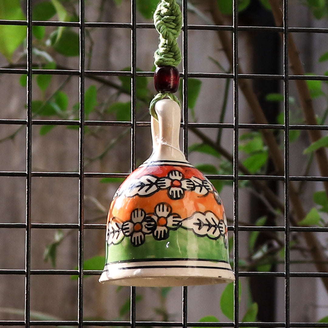 Hand Painted Ceramic Bells with Macrame Rope