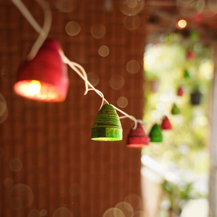 Upcycled Newspaper Indian Fairy Lights - Multicolour