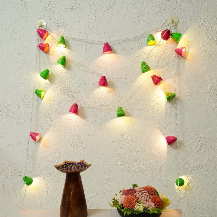 Upcycled Newspaper Indian Fairy Lights