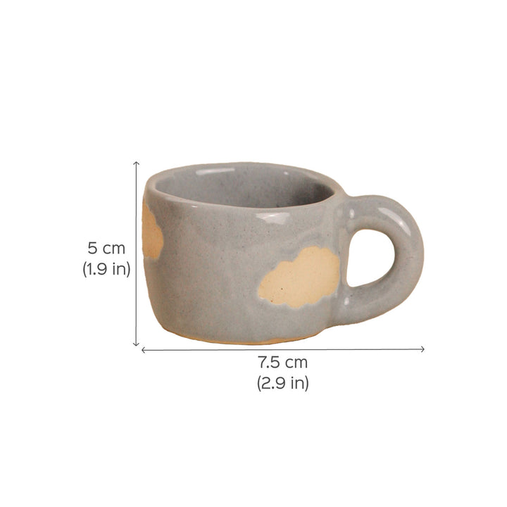 Handpainted Clouds & Flower Ceramic Mugs Set