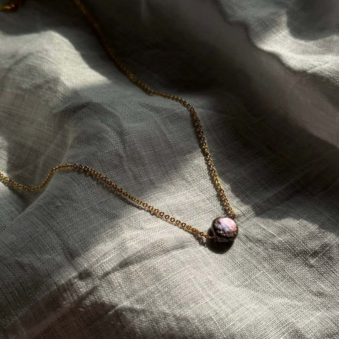 Handmade Pearl Grey Brass Choker
