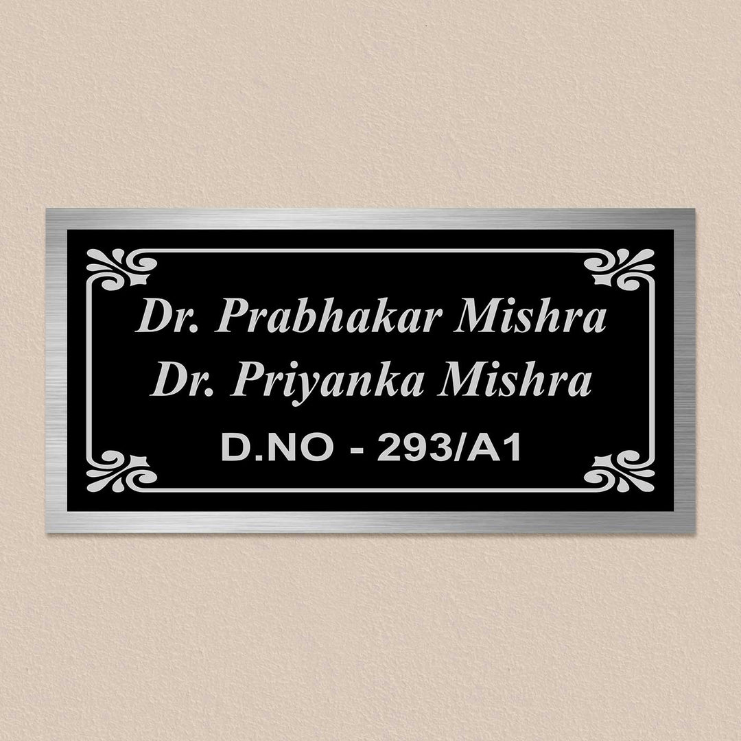 Personalized Elegant Black Stainless Steel Name Plate