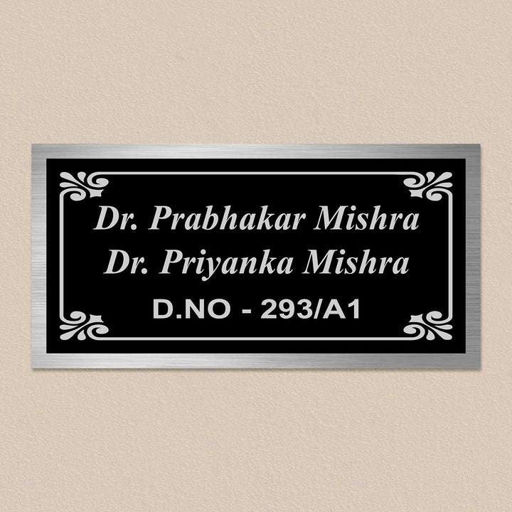 Personalized Elegant Black Stainless Steel Name Plate