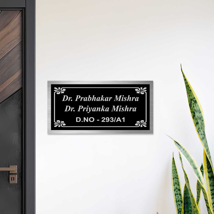 Personalized Elegant Black Stainless Steel Name Plate