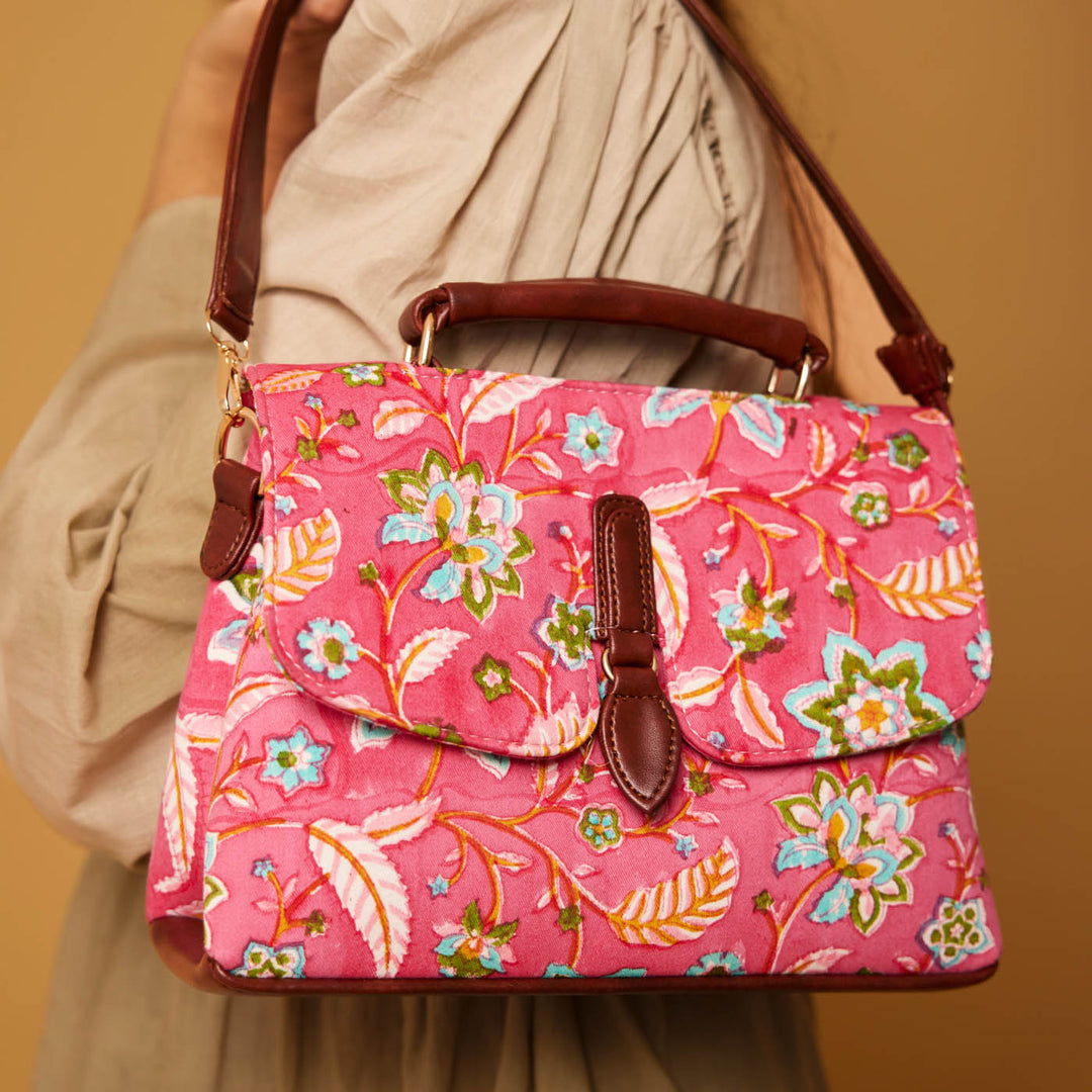 Gulabi Hand Block Printed Dune Bag