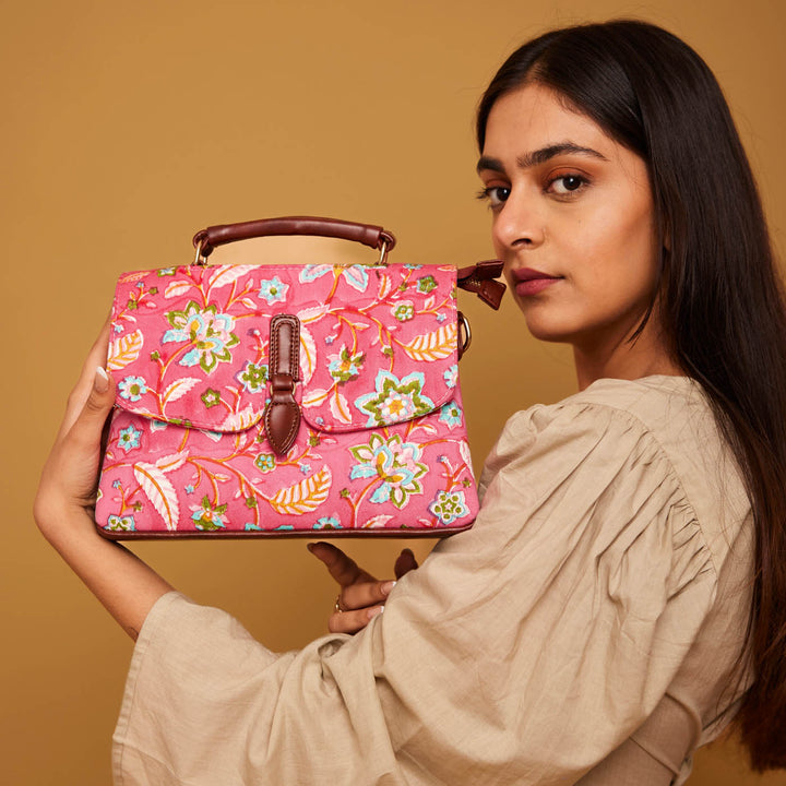 Gulabi Hand Block Printed Dune Bag