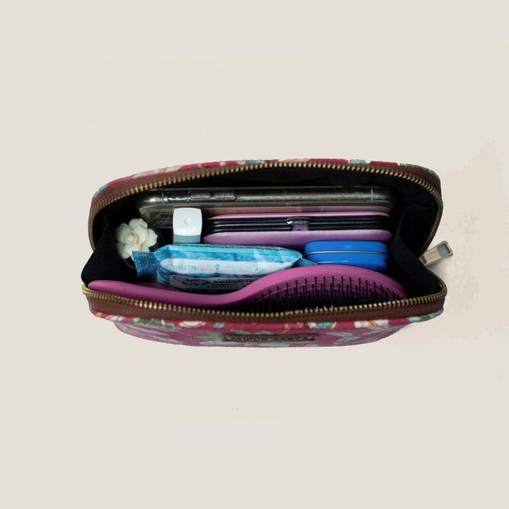 Gulabi Hand Block Printed Oval Pouch